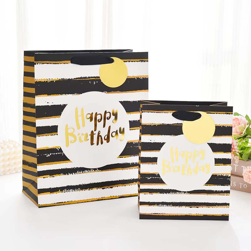 Nueva bolsa de regalo de cumpleaños transfronteriza, bolsa de mano de bronceado de alta gama, bolsa de embalaje de regalo, bolsa de papel portátil al por mayor