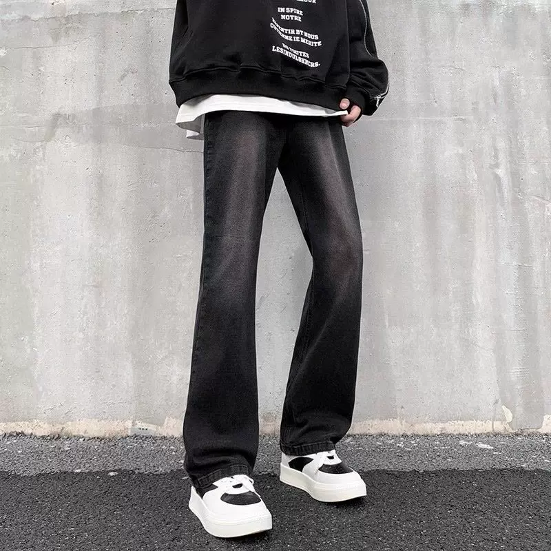 黑色渐变微喇叭裤男牛仔裤牛仔裤提档显高高街vibe显瘦长裤子中腰