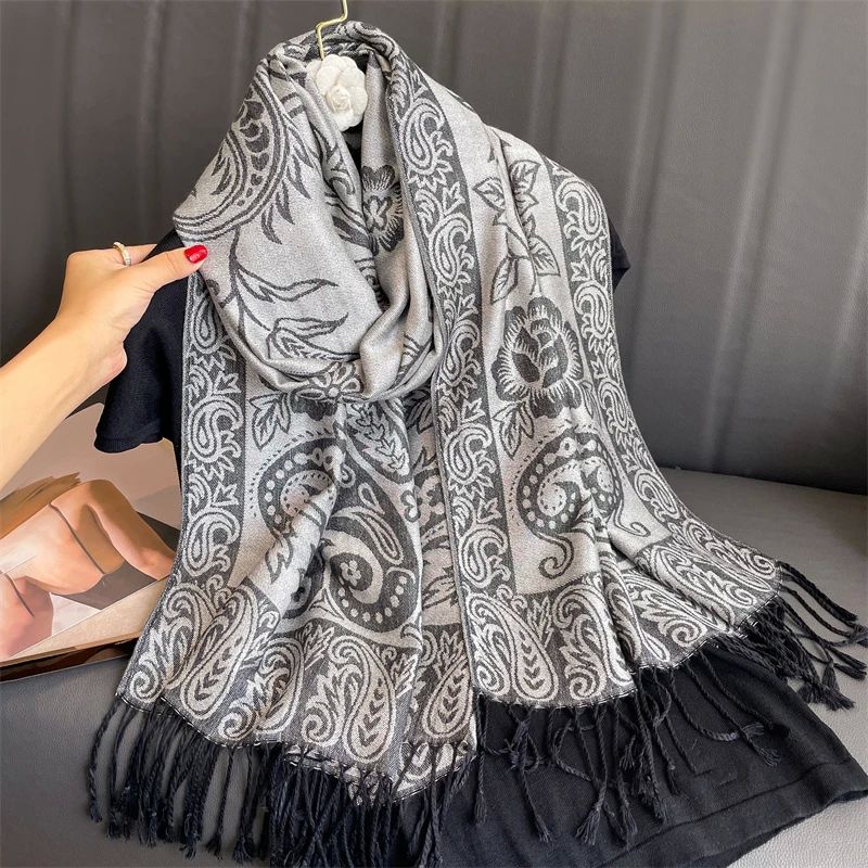 Tassel Blanket Design Thick Pashmina New Winter Warm Shawl W