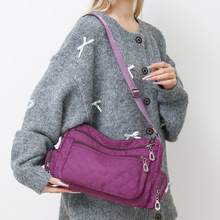 女包大容量斜挎包时尚菱格绣线尼龙布单肩包中老年妈妈包轻便女包