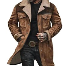 P 92711 Men's Suede Color Block Jacket ��Ƥ�qƴɫ�A�� �羳��