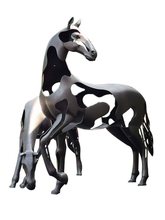 xyf大型不锈钢雕塑金属镂空艺术马雕像小区楼开盘装饰品动物摆件