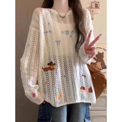 2025 新しい夏の ootd 服長袖 T シャツトップ女性の夏のルーズレイジースタイル薄い日焼け止めブラウス