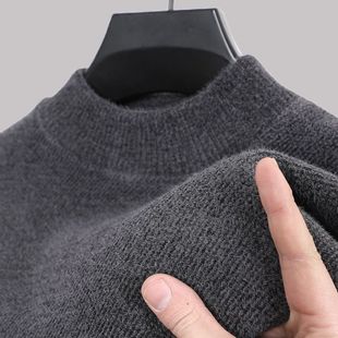 Men's Half-turtleneck Loose Sweater Men's Warm Long-sleeved fleece-lined Thickened One-piece Velvet Chenille Sweater