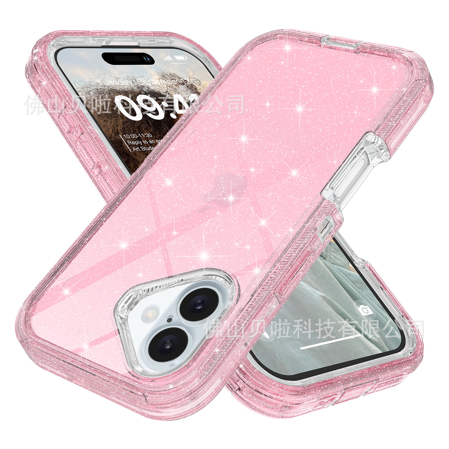 Transparent three-proof mobile phone case for Apple iPhone 17 Air cross-border supply Amazon pink robot