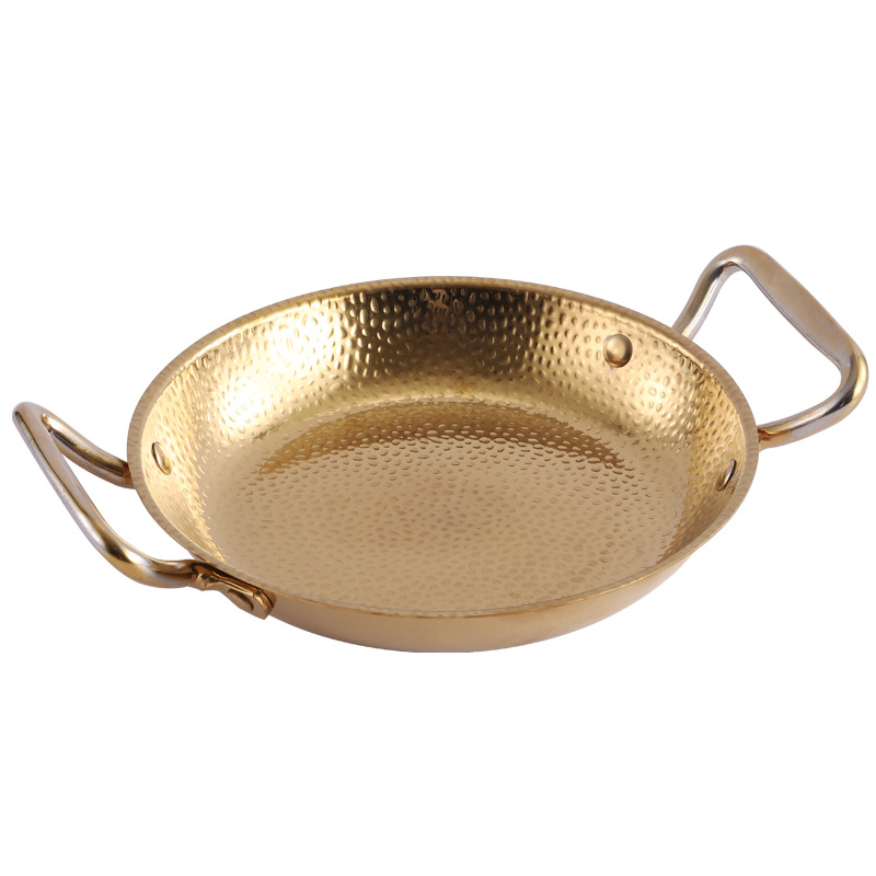 Acero inoxidable español marisco arroz olla engrosada comercial Corea del Sur frito pollo placa oro ejército olla caliente plana seca olla cuenca