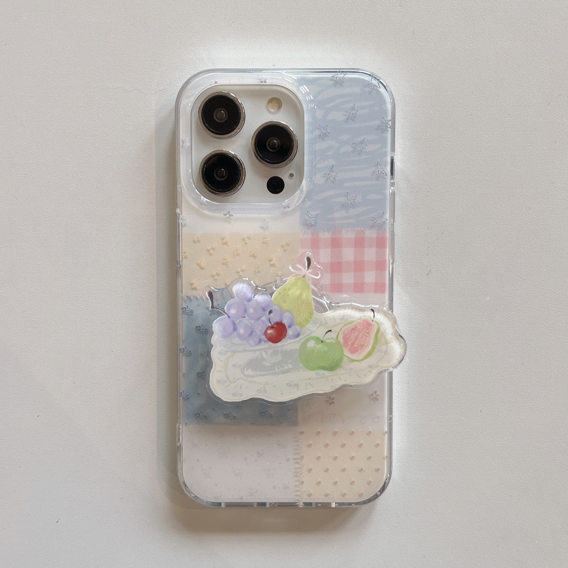 Pequeña fruta a cuadros de costura fresca para iPhone15/16 funda para teléfono móvil 16proMax nicho 15Pro hembra 14