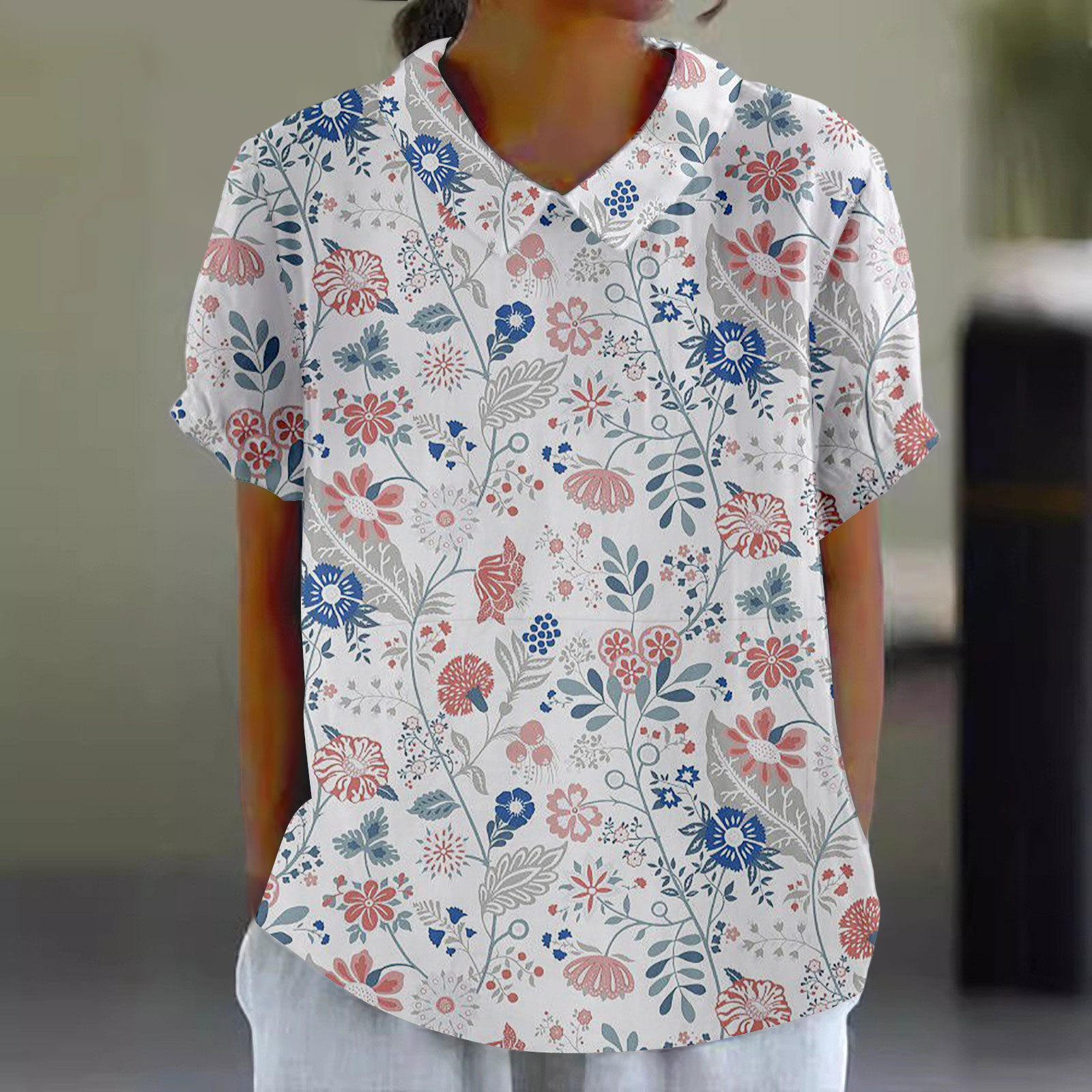 Fuente de fábrica de comercio exterior estación independiente de burbujas de verano monzón camisa de manga corta camisa de flores