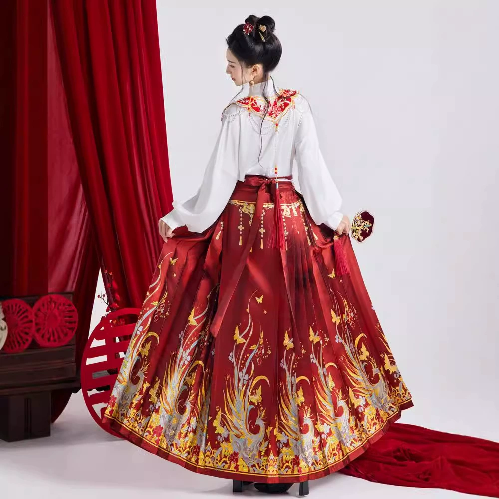 2024 новый тост костюм юбка с конским лапшой костюм женский взрослый китайский костюм красный китайский стиль помолвка назад юбка весна и осень
