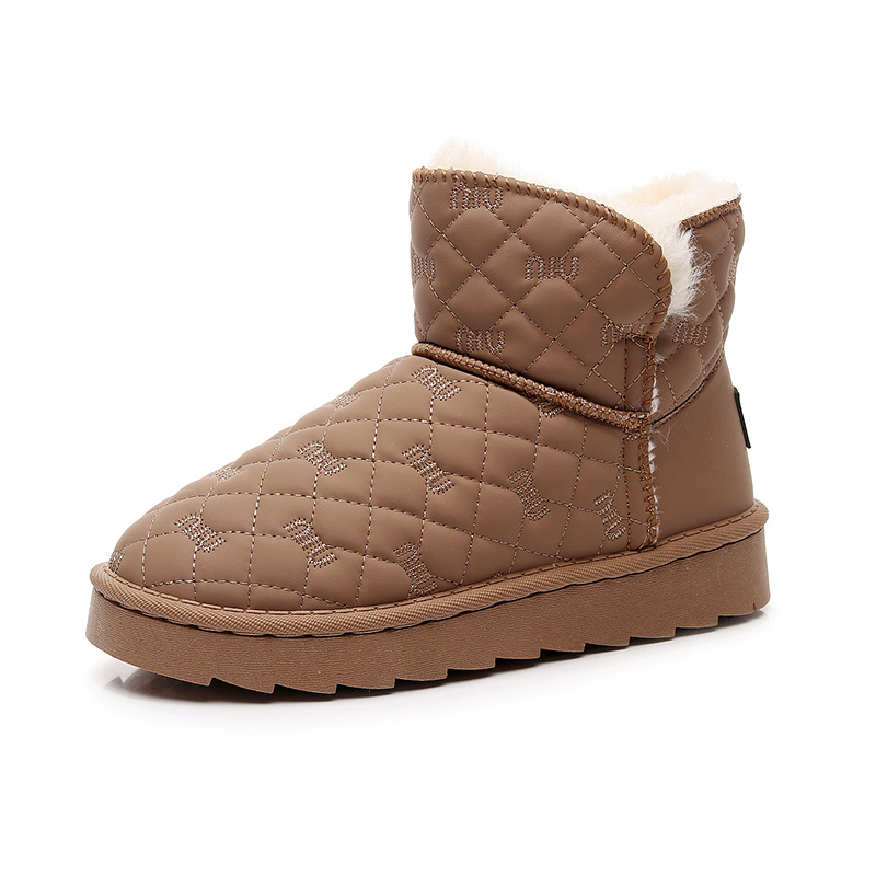 Invierno nuevo tipo de botas de nieve de terciopelo, botas de nieve cálidas, moda y cómodas al aire libre, zapatos de algodón suaves antideslizantes del noreste