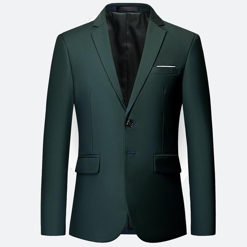 Dark Green Double-Button Korean-Style Men's Blazer, Non-Iron Corporate Uniform, Extra Large Size 6XL, Slim-Fit Casual Suit Jacket Dark Green Double-Button Korean-Style Men's Blazer, Non-Iron Corporate Uniform, Extra Large Size 6XL, Slim-Fit Casual Suit Jacket