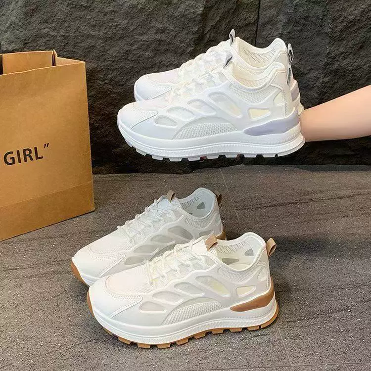 Летние модные повседневные универсальные мягкие нескользящие дышащие белые кроссовки для женщин с амортизацией, 2025 года.