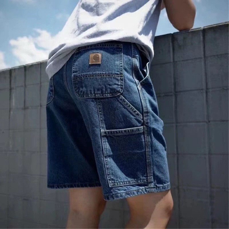 26 Cross-Border In-Stock Carhartt Summer Vintage Washed Straight High-Waisted Loose Thin Wide-Leg Unisex Denim Shorts 26 Cross-Border In-Stock Carhartt Summer Vintage Washed Straight High-Waisted Loose Thin Wide-Leg Unisex Denim Shorts