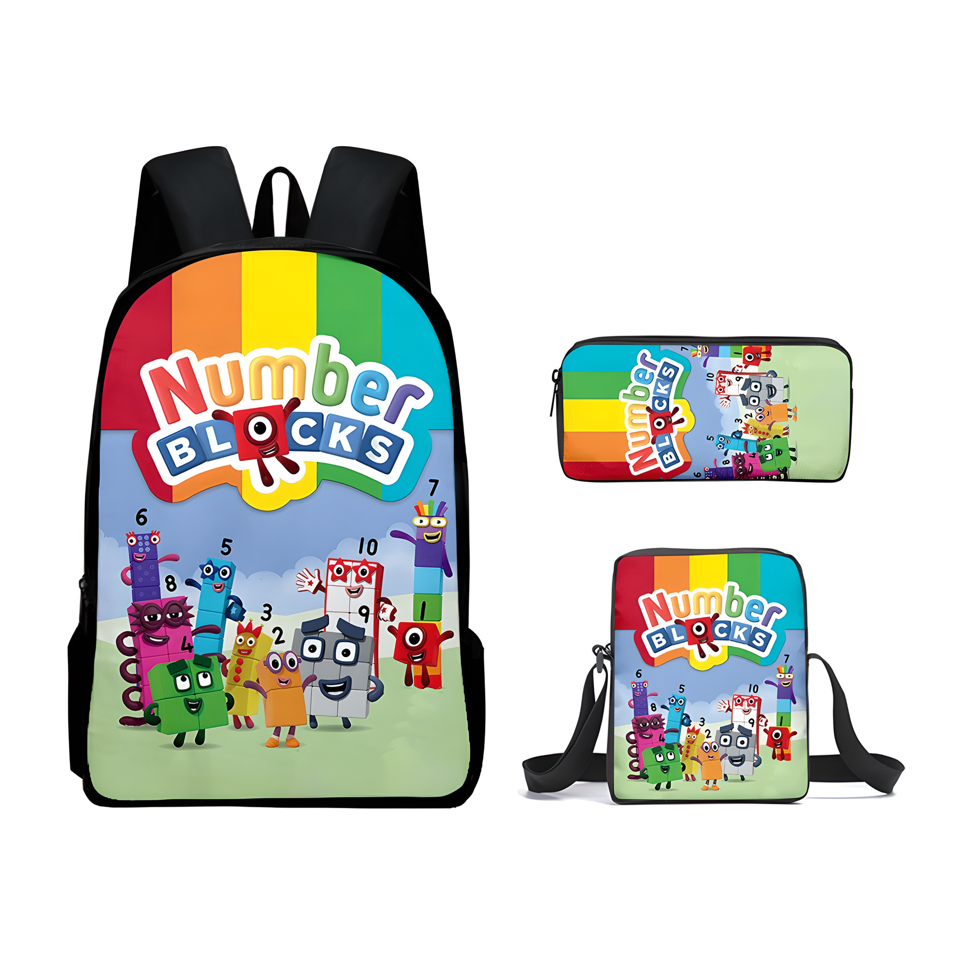游戏周边数字积木 Numberblocks书包双肩包挎包笔袋背包三件套