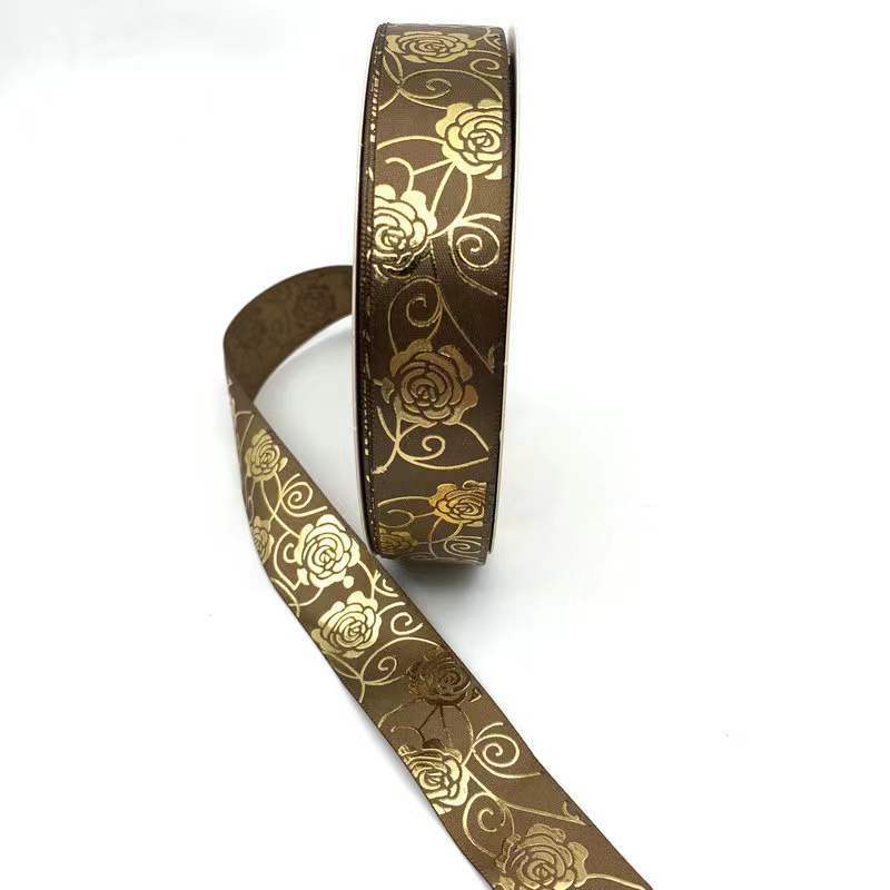 3D caliente sólido dorado rosa cinta flor regalo caja embalaje cinta bar soporte hecho a mano poliéster cinta