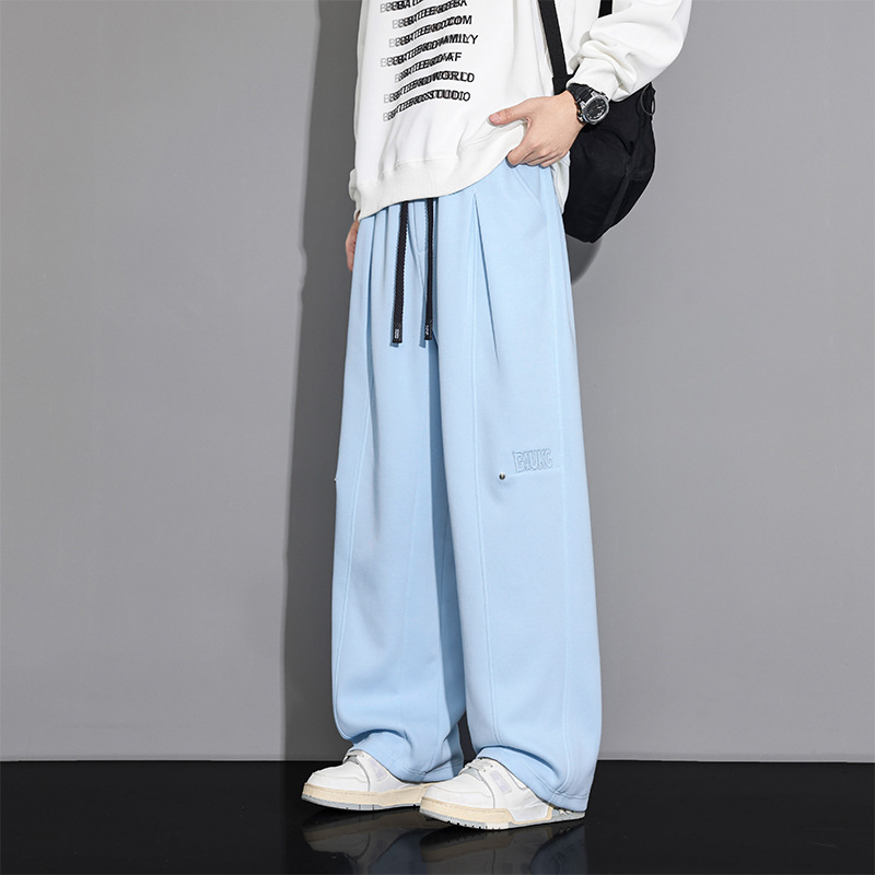 JYF-2707 Men's American-style casual pants, new spring/autumn collection, featuring a relaxed, loose fit, straight-leg design, wide-leg style, and suitable for sports and leisure wear