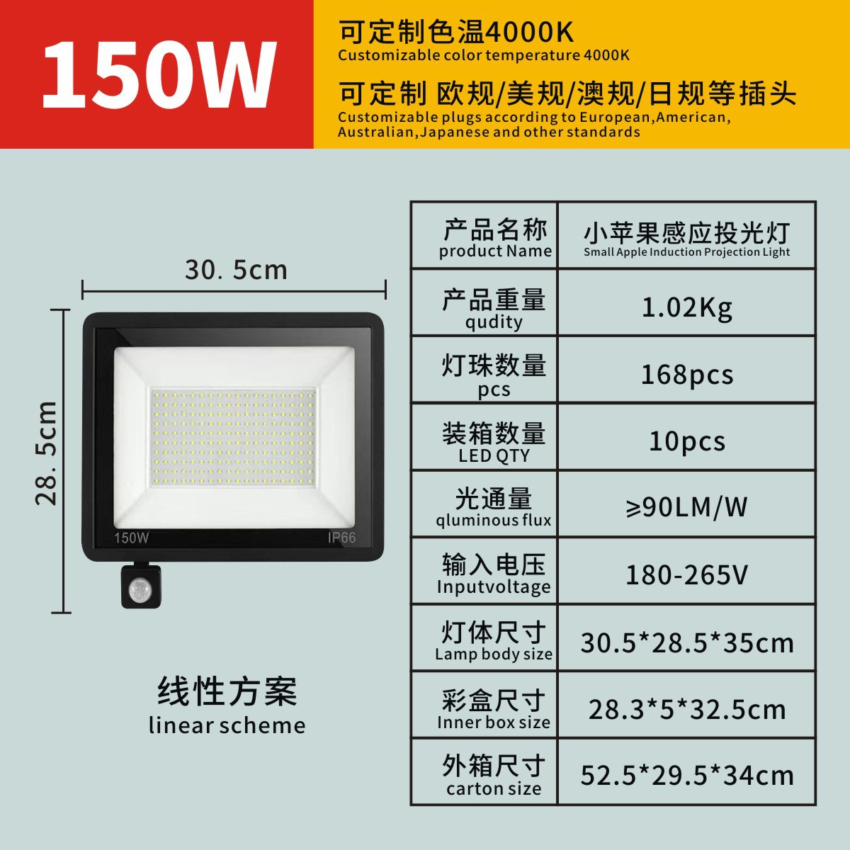 Transfronterizo Apple inducción lámpara de proyección al aire libre impermeable patio iluminación de pasillo infrarroja inducción del cuerpo humano led lámpara de proyección