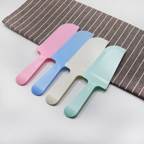 Disposable cake knife, cake tableware, knife, fork and plate wholesale, individually packaged, plastic serrated knife, thickened frosted spatula