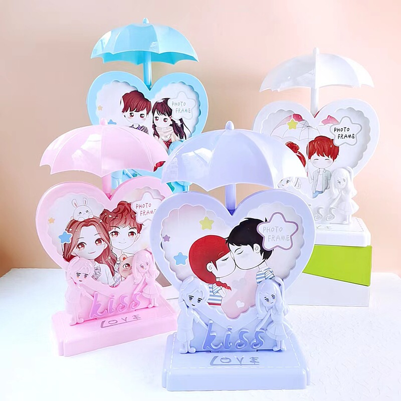 Factory wholesale plastic umbrella photo frame children's creative craft gift photo frame set table peach heart photo frame Factory wholesale plastic umbrella photo frame children's creative craft gift photo frame set table peach heart photo frame