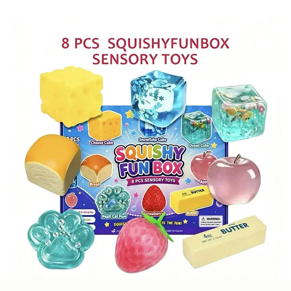 8pcs Malt Sugar Squishy Box Stress-Relief Soft Squishy Slow-Rebound Toy