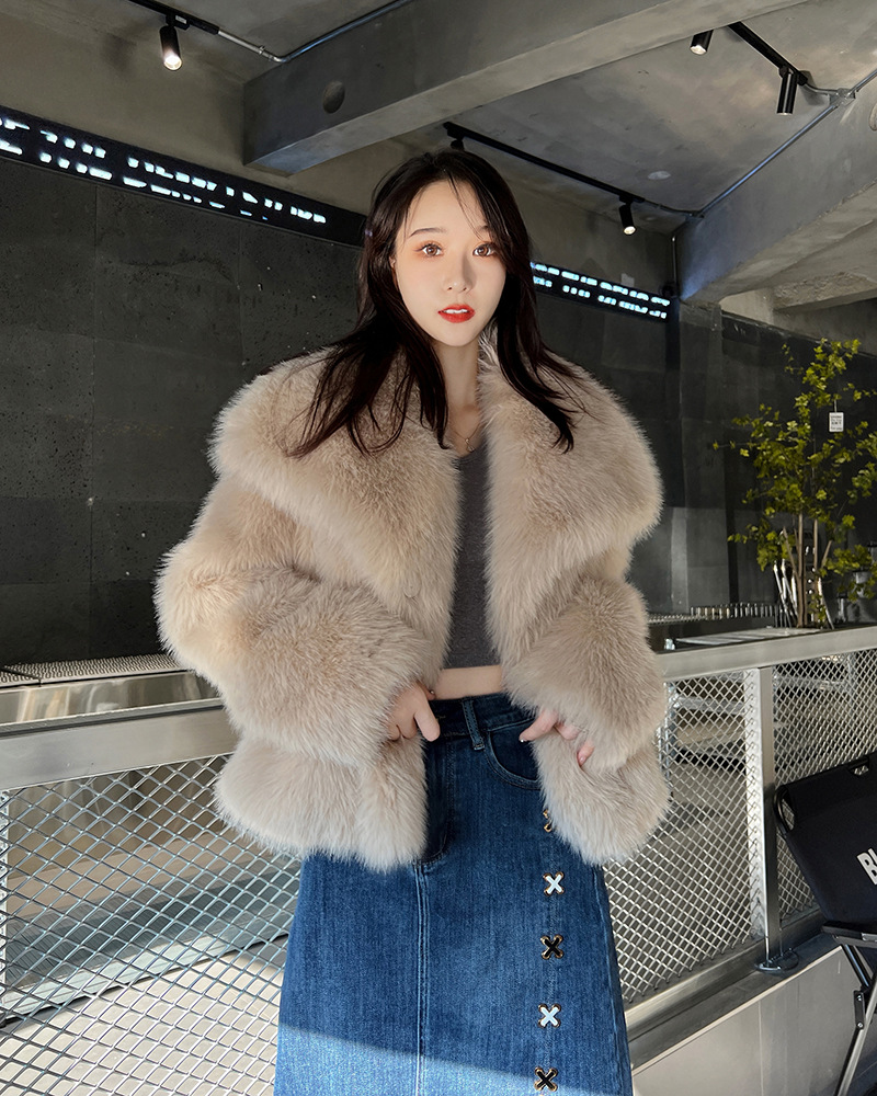1400g Weight Faux Fur Coat Outerwear Type Long Sleeve Sleeve Length Regular Sleeve Sleeve Type Artificial Fur Fabric Type Regular Top Length Coat Tops Type Holiday, Daily Occasion Turndown Neckline Loose Fit Type Solid Color Pattern Winter, Autumn Season Women's Gender Elegant, Streetwear Style Women's Elegant Streetwear Solid Color Coat Faux Fur Coat 6