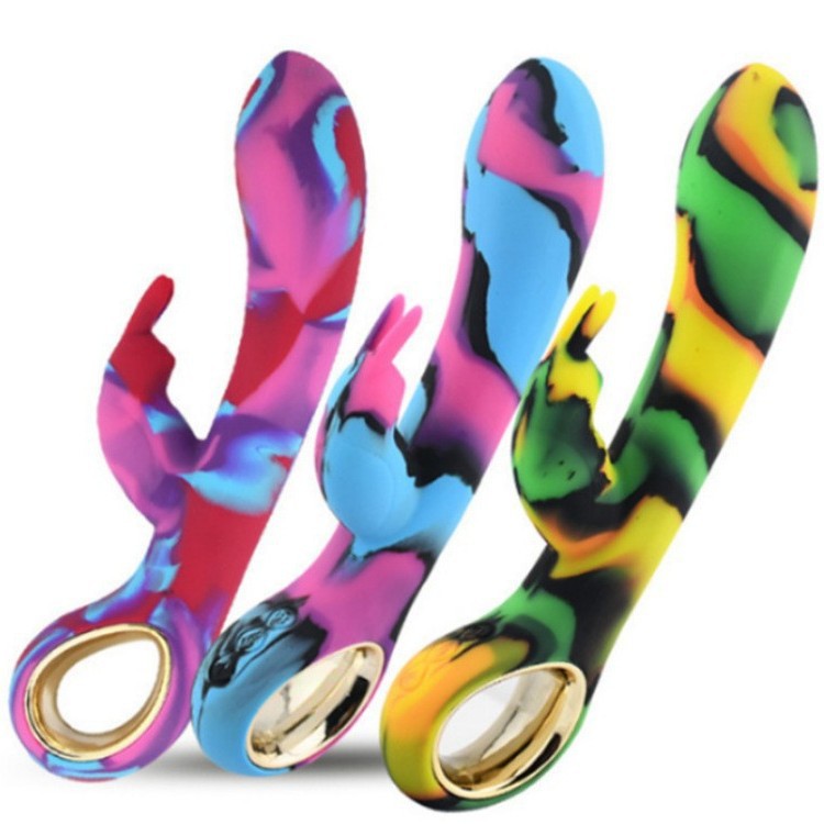 Vibrateur silencieux Hongtian pour femmes, double vibration colorée, mini vibrateur arc-en-ciel, 10 fréquences de vibration, sextoy féminin_voghion.com