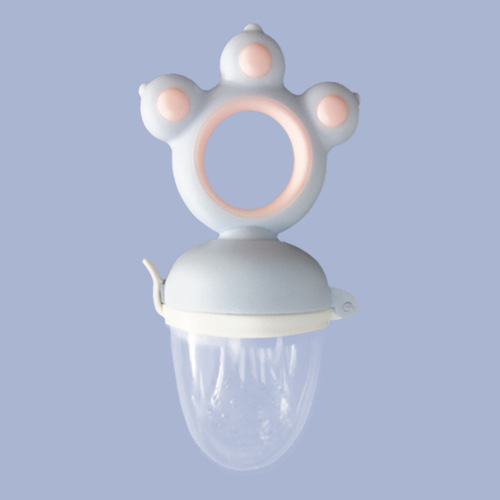 New dog paw silicone push-type fruit and vegetable bite bag, chew baby teething silicone mesh bag pacifier