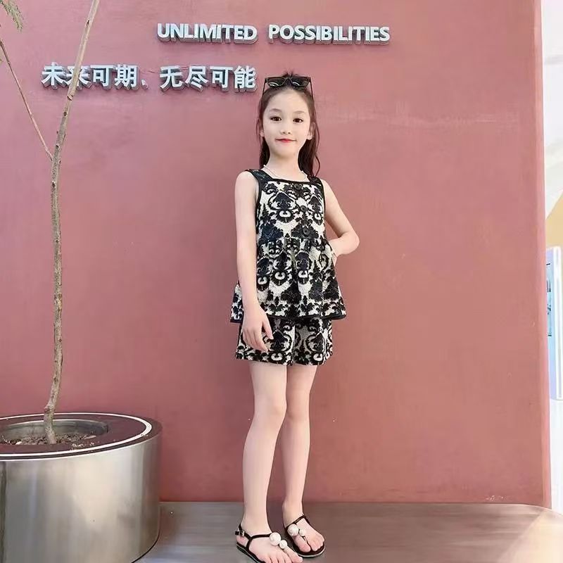 Ladies' Bustier Set 2025 Summer New Children's Stylish Floral Skirts Fashion Sleeveless Thin Children's Clothing Wholesale