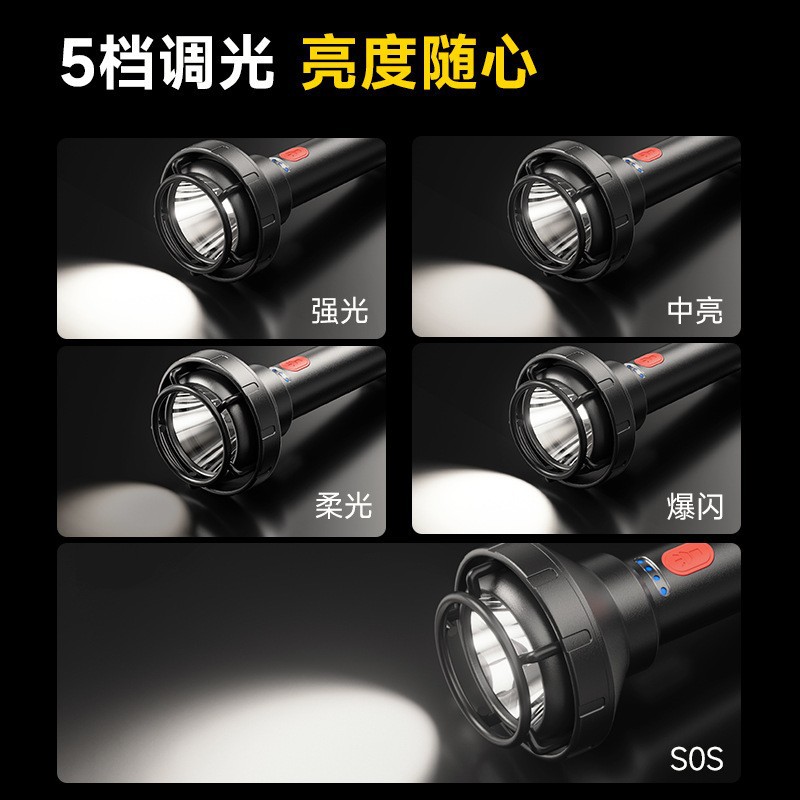 Transfronterizos nueva linterna LED TYPE-C recargable linterna de brújula al aire libre multifuncional camping linterna de luz brillante