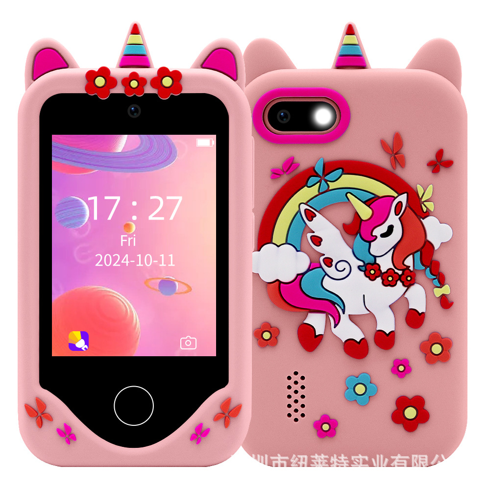 Teléfono móvil para niños, cámara, pantalla táctil, rompecabezas, máquina de educación temprana, dinosaurio, arco iris, caballo, cámara, video, regalo