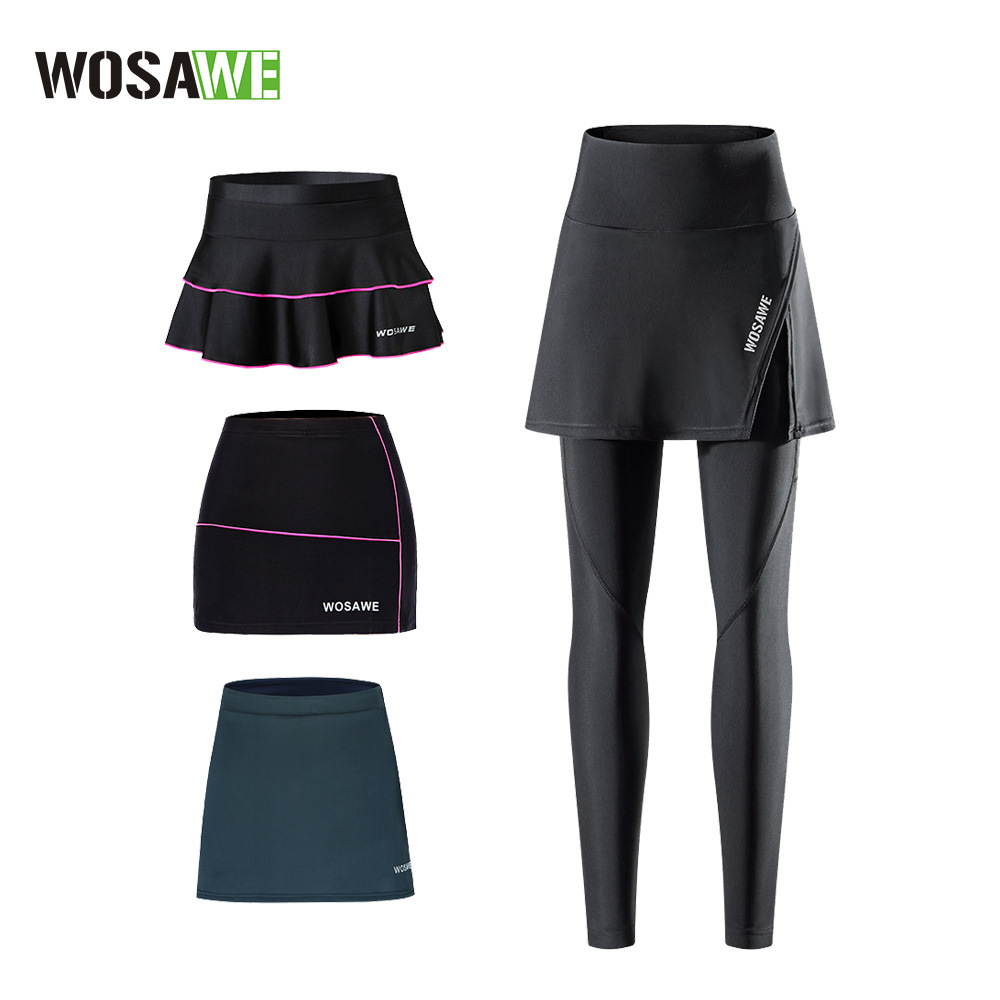 WOSAWE自行车女款骑行裤户外运动跑步硅胶垫长短裤网球一体短裙裤