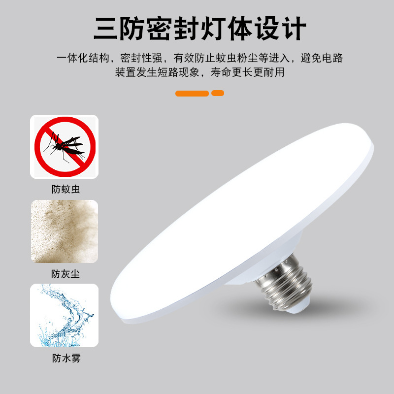 Fábrica al por mayor LED UFO bombilla hogar ojo protección lámpara de ahorro de energía E27 tornillo boca tres-prueba de alta potencia super brillante Lámpara de iluminación