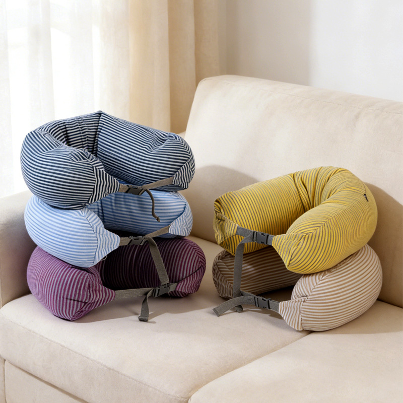 Japanese-style Long Foam Particle Multifunctional Travel Neck Support Car And Airplane Pillo, Muji-style U-shaped_voghion.com