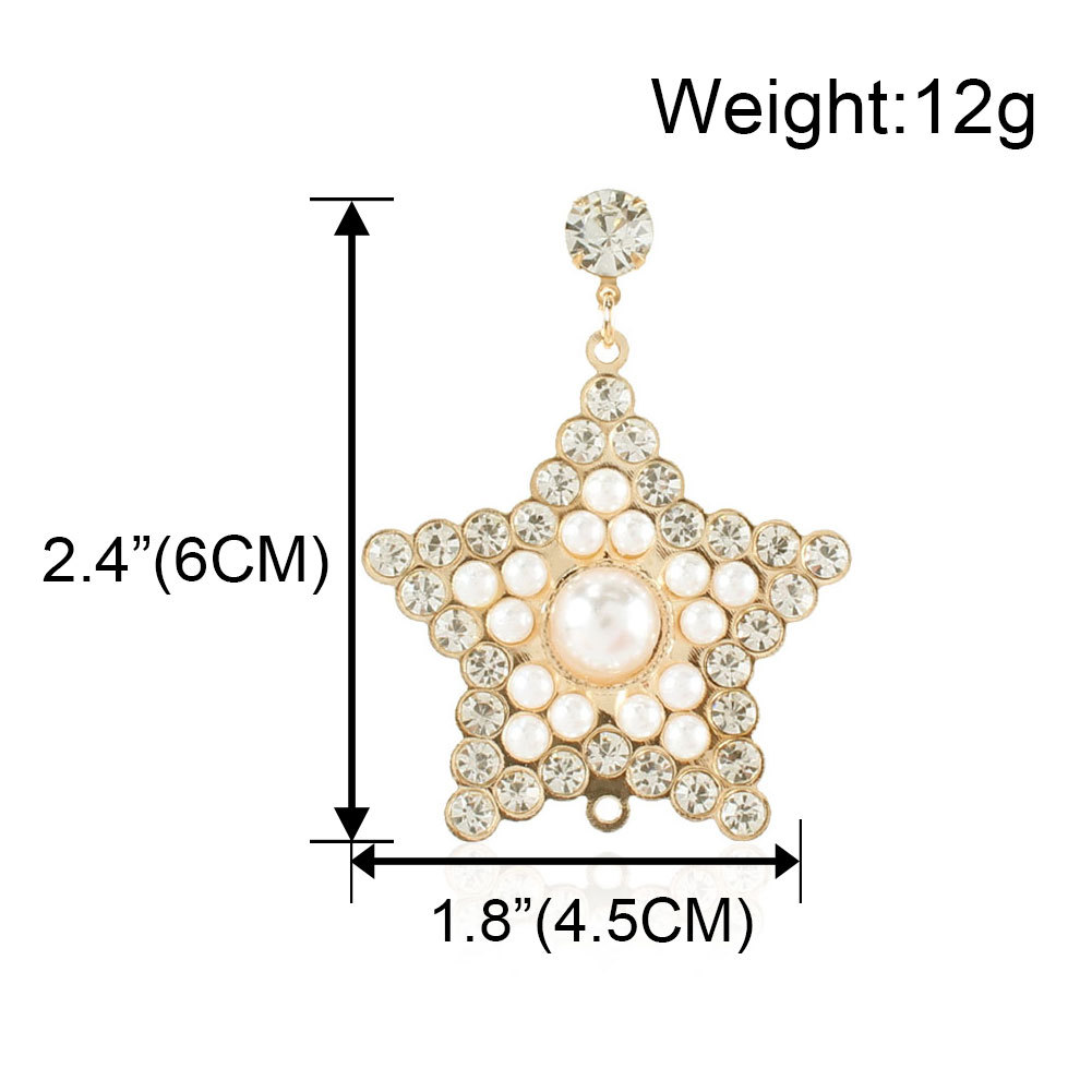 Simple Fashion Inlaid Rhinestone Pearl Pentagonal Earrings Wholesale Nihaojewelry display picture 1