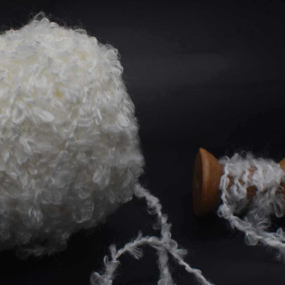 毛线手工特色线白色大耳朵圈圈毛线钩针棒针DIY玩偶小物编织 383