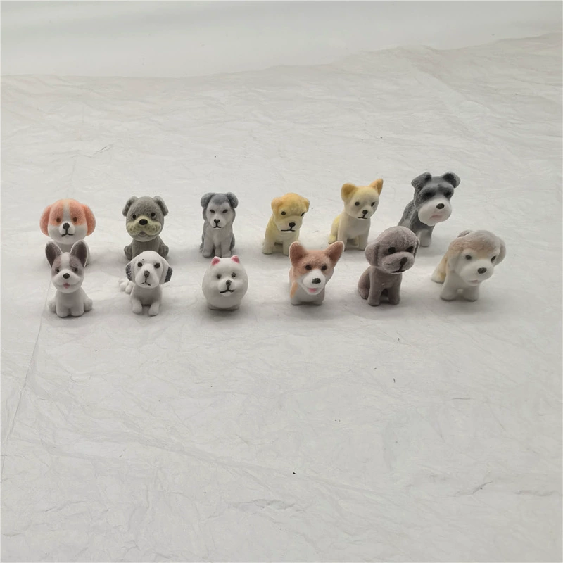 Несколько флокированных 2.5CM мини-собачьих украшение игрушка шнауцер пятнистая игрушка Koji флокированная игрушка украшение