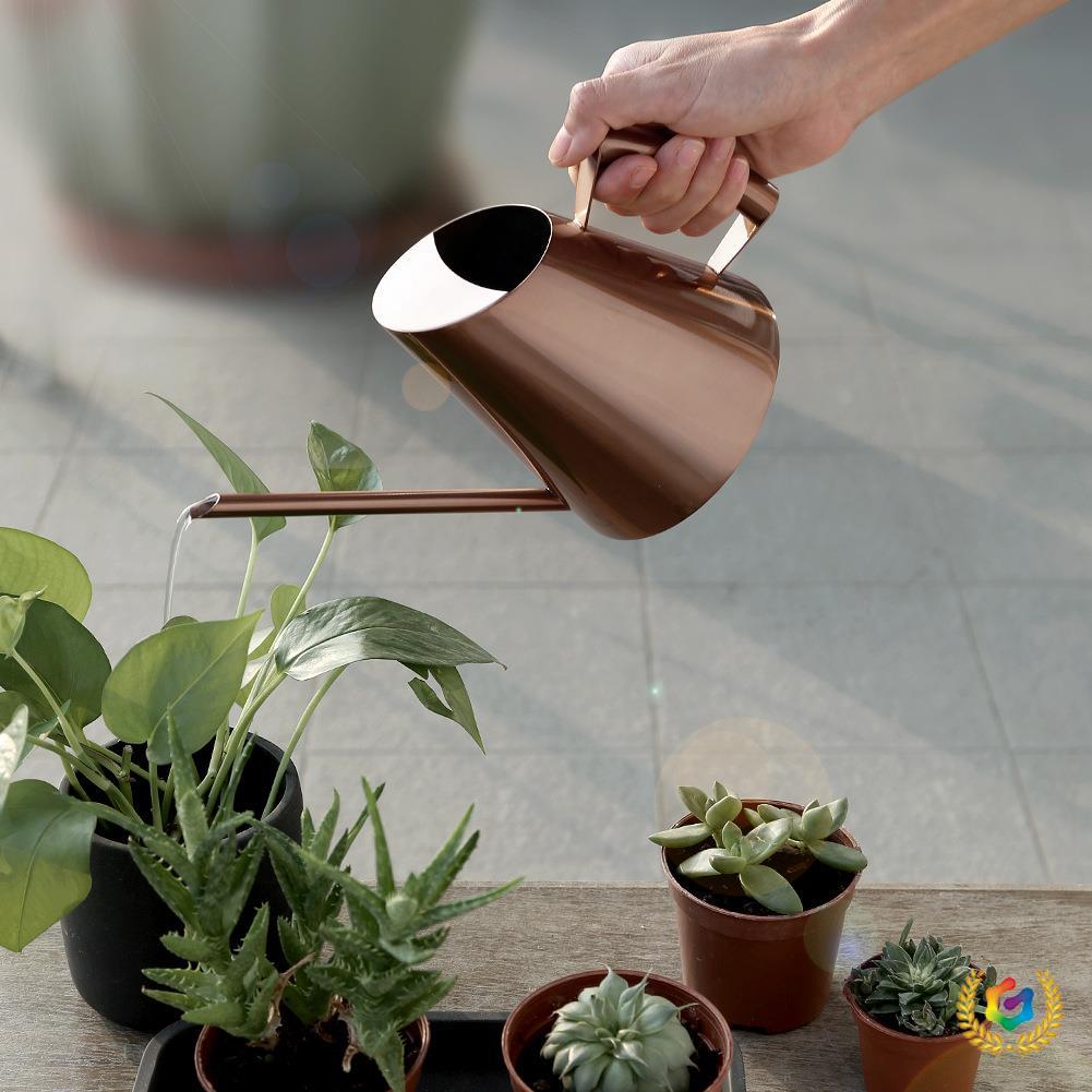 ◈Stainless Steel Long-spout Gold Household Metal Vintage Antique Bronze Conical Gardening Watering Can_voghion.com