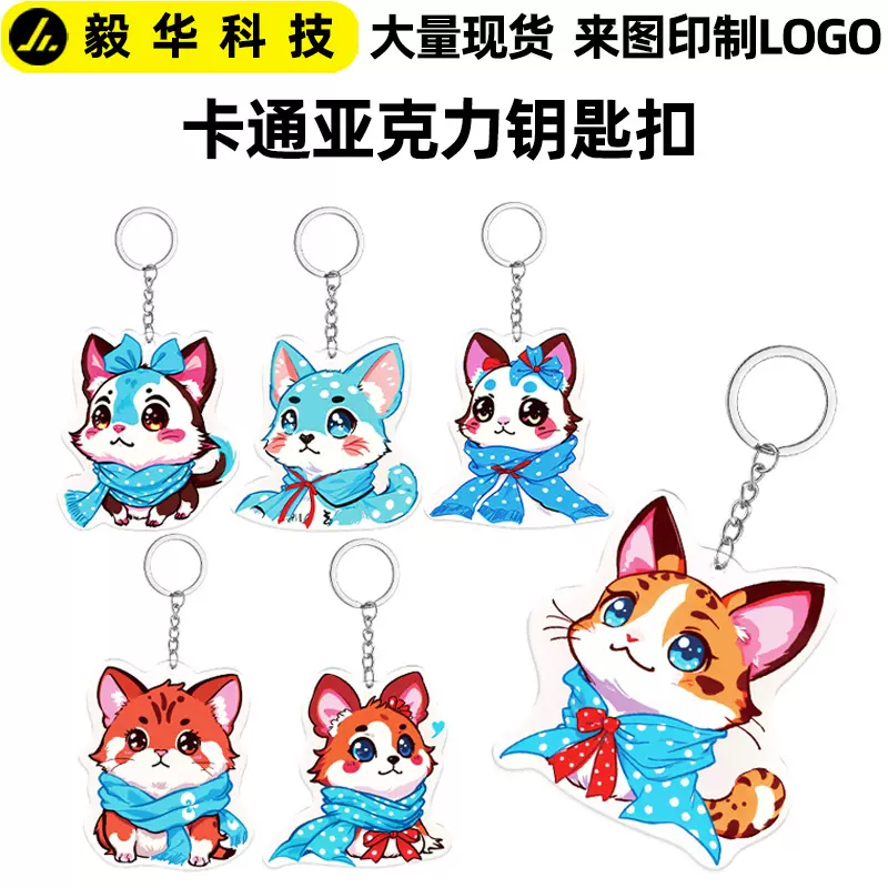 夹层亚克力钥匙扣双面透明动漫明星周边创意校园书包钥匙链批发