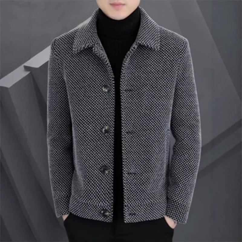Men's Winter Outwear Fleece-Lined Thickeneded Woolen Jacket Autumn and Winter New Warm Clothes Men's Short Woolen Outwear