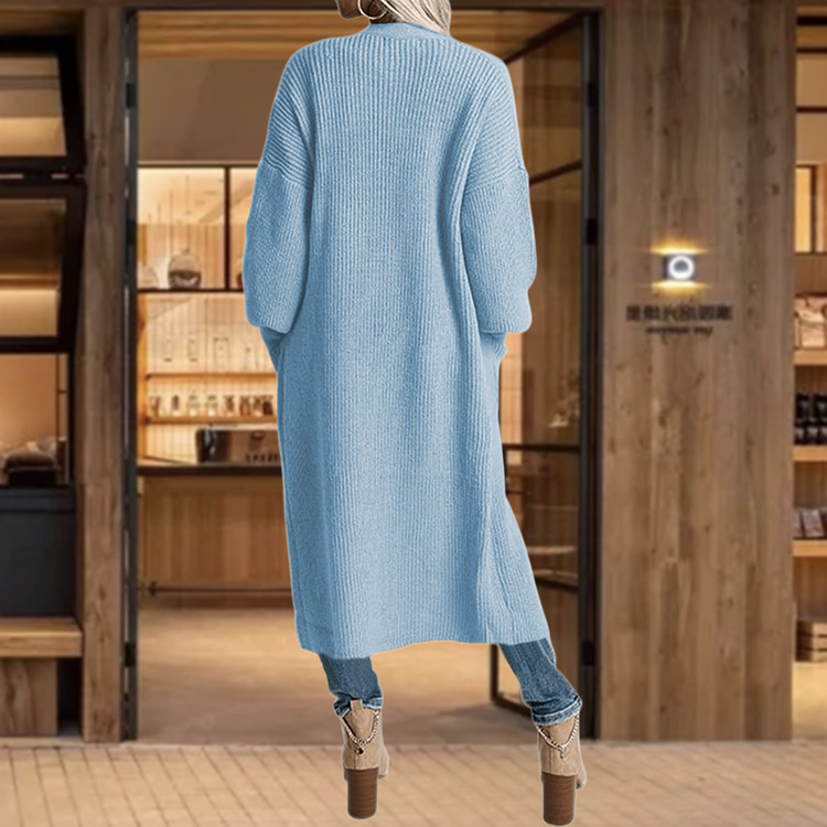 Damen Strickcardigan Mit Taschen Langarm Strickjacke Für Damen_voghion.com