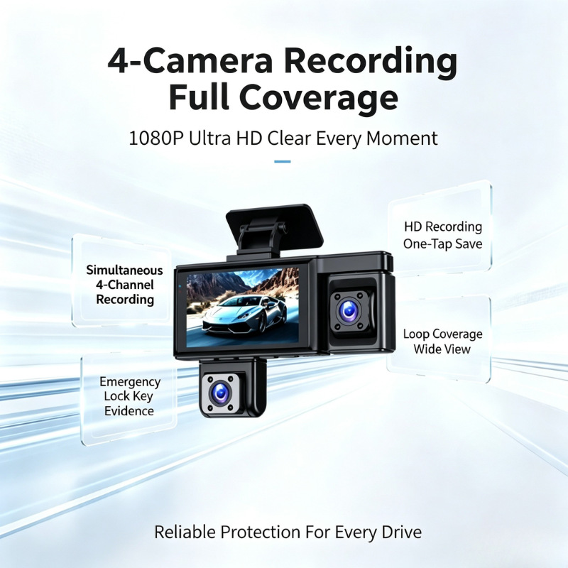 Cross-border C8 Dash Cam WiFi Four-Lens 1080P HD Car DVR Mobile Phone Connection Reverse Camera