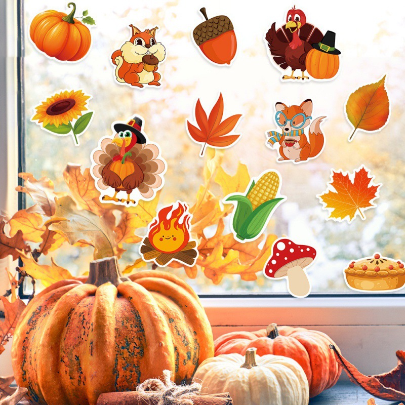 Otoño Día de Acción de Gracias Fiesta Decoración Etiquetas Etiquetas de sello Cumpleaños Maple Turkey Decoration Stickers