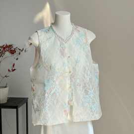 夏季外搭复古提花重工国风高级背心无袖坎肩气质新款刺绣新中式马