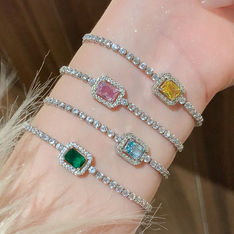 Zircon Square Bracelet, Accessible Luxury, Niche Fashion, Stylish, Exquisite and Versatile Bracelet, Elegant and High-End Jewelry for Women