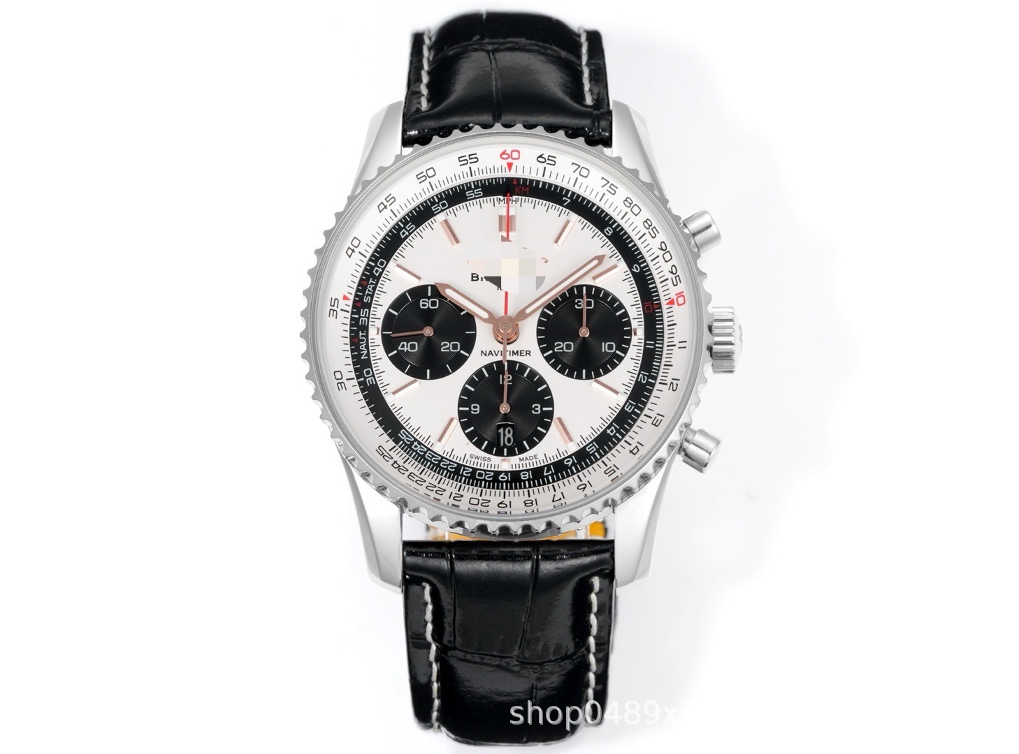 Mechanical wristwatch, aviation chronograph, stainless steel