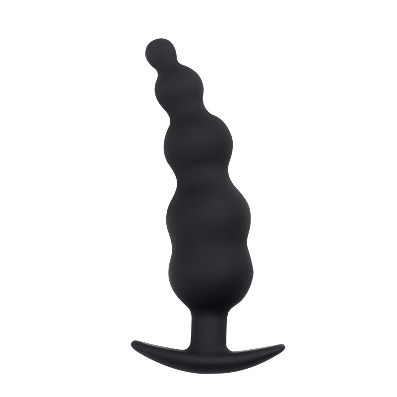 Silicone Anchor Curved Anal Plug with Five Beads, Manual Non-Vibrating Expansion Toy — detail image 9