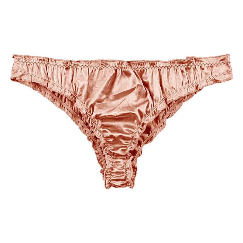 Sexy satén plisado delgada ropa interior transpirable sexy más el tamaño de la entrepierna de algodón en forma de T cómoda Tanga de mujer agradable a la piel