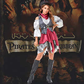 外贸欧美万圣节COS傣族海盗制服化妆舞会女装成人加勒比海盗服装