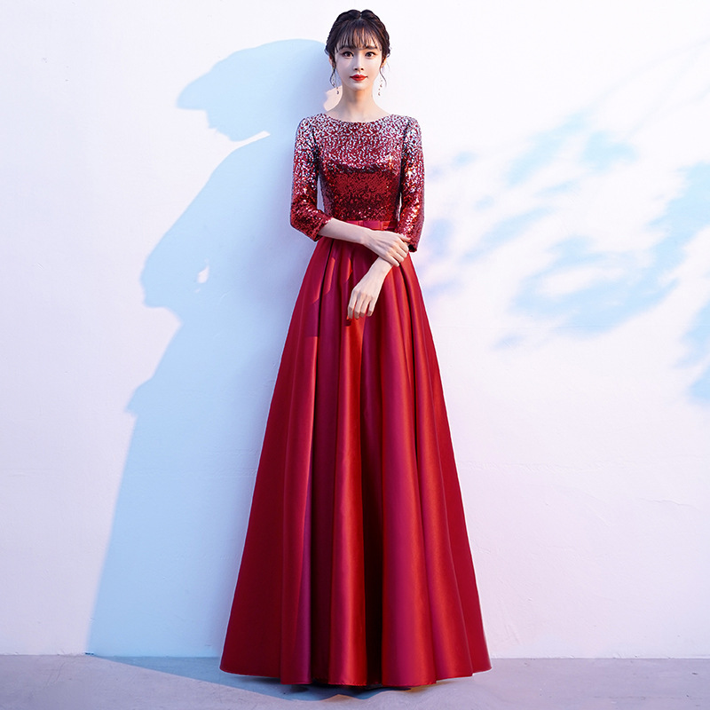 Royal blue wine violet black Chorus Performance dresses Female adult host  singers choir sequined long dress orchestra conductor Stage performance  long evening dress
