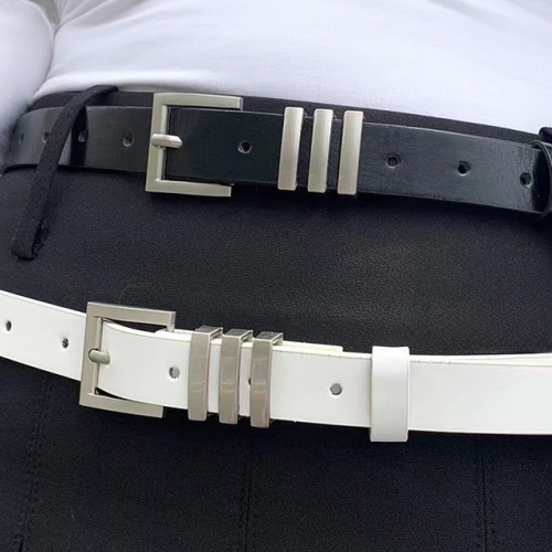 Minimalist Basic Style Niche Silver Buckle Black and White Belt, Versatile and Trendy, Suitable for Men, Women, and Children, Matching Belt Option